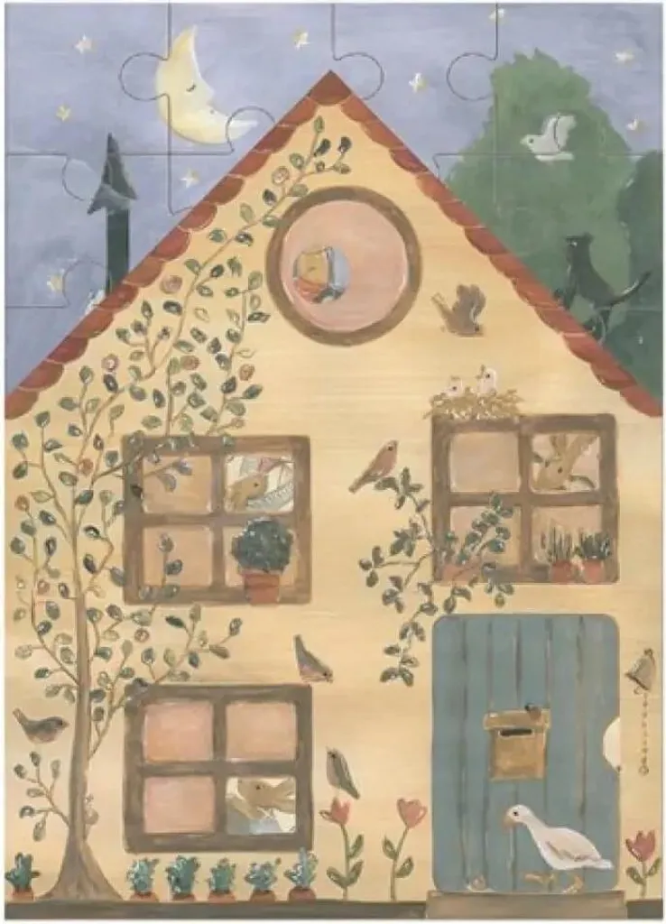 Puzzle Maison des Lapins 29x39 cm - Illustration Douce et Cadre Bois