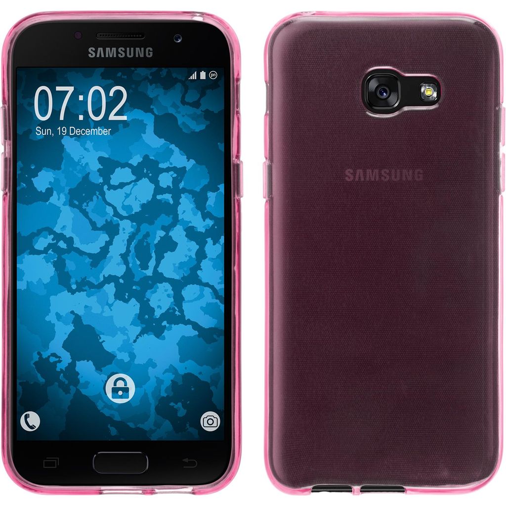 PhoneNatic Case kompatibel mit Samsung Galaxy A7 (2017) - rosa Silikon Hülle transparent + 2 Schutzfolien