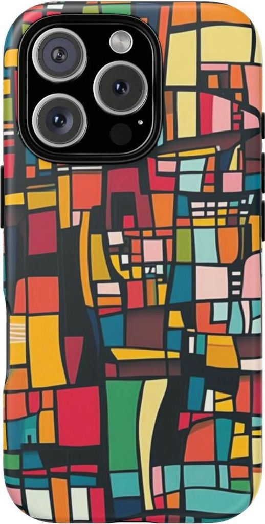 Abstraktes, buntes Geometrie-Muster – Hülle Kompatibel mit iPhone 16 Pro