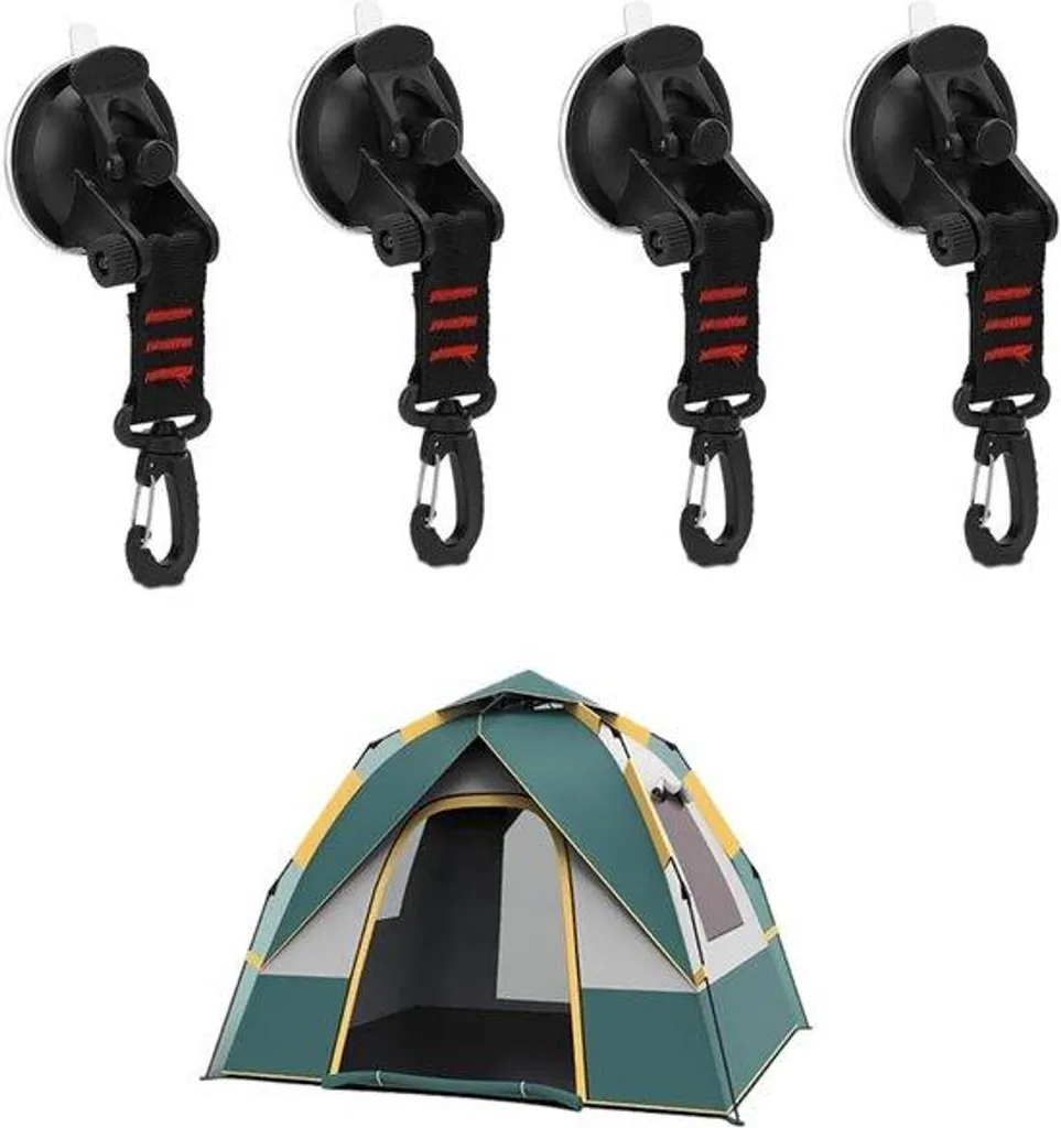 Lot de 4 crochets de fixation camping multifonctions en acier robuste