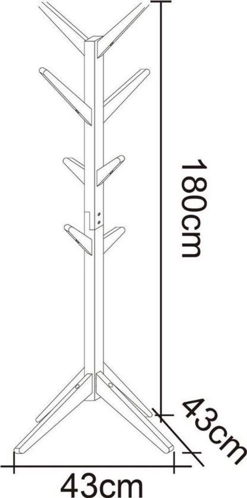 Garderobenständer aus Holz - Standmodell - klassisch & stabil - mit 8 Haken - naturbeige Lackierung - 180 cm hoch