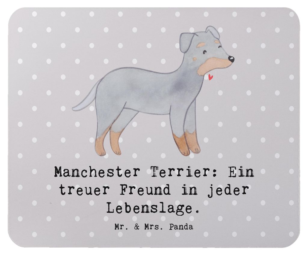 Mr. & Mrs. Panda Mouse Pad Manchester Terrier Freundschaft - Grau Pastell - Geschenk, Hundeliebhaber, pc mauspad, intelligenter Hund, Mousepad, Hun...