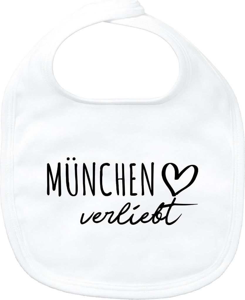 Huuraa Baby Lätzchen München verliebt Geschenk White Baumwolle München Präsent