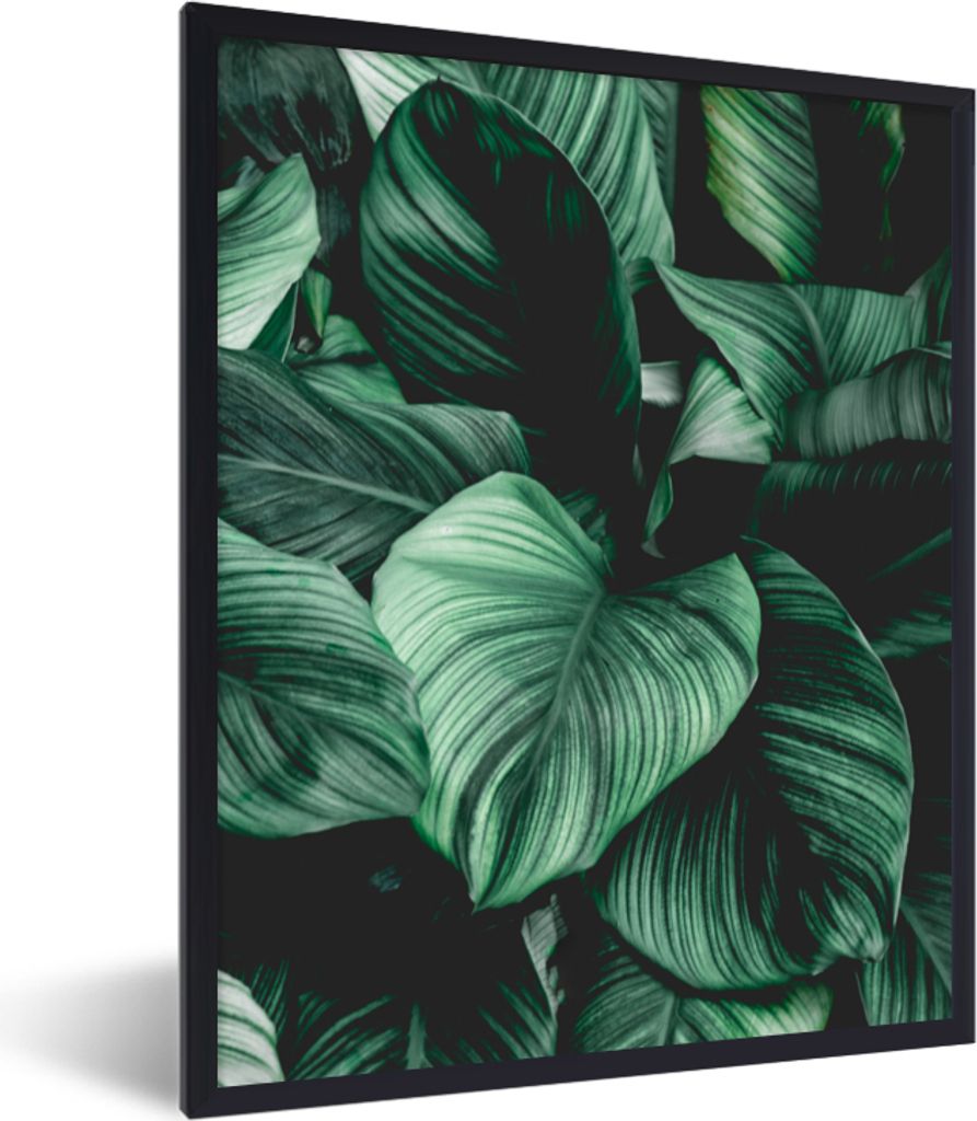 MuchoWow Gerahmtes Poster Dschungel - Blätter - Tropisch - Pflanzen - Natur 30x40 cm - Poster mit Schwarzem Bilderrahmen Wandposter Rahmen Foto ...