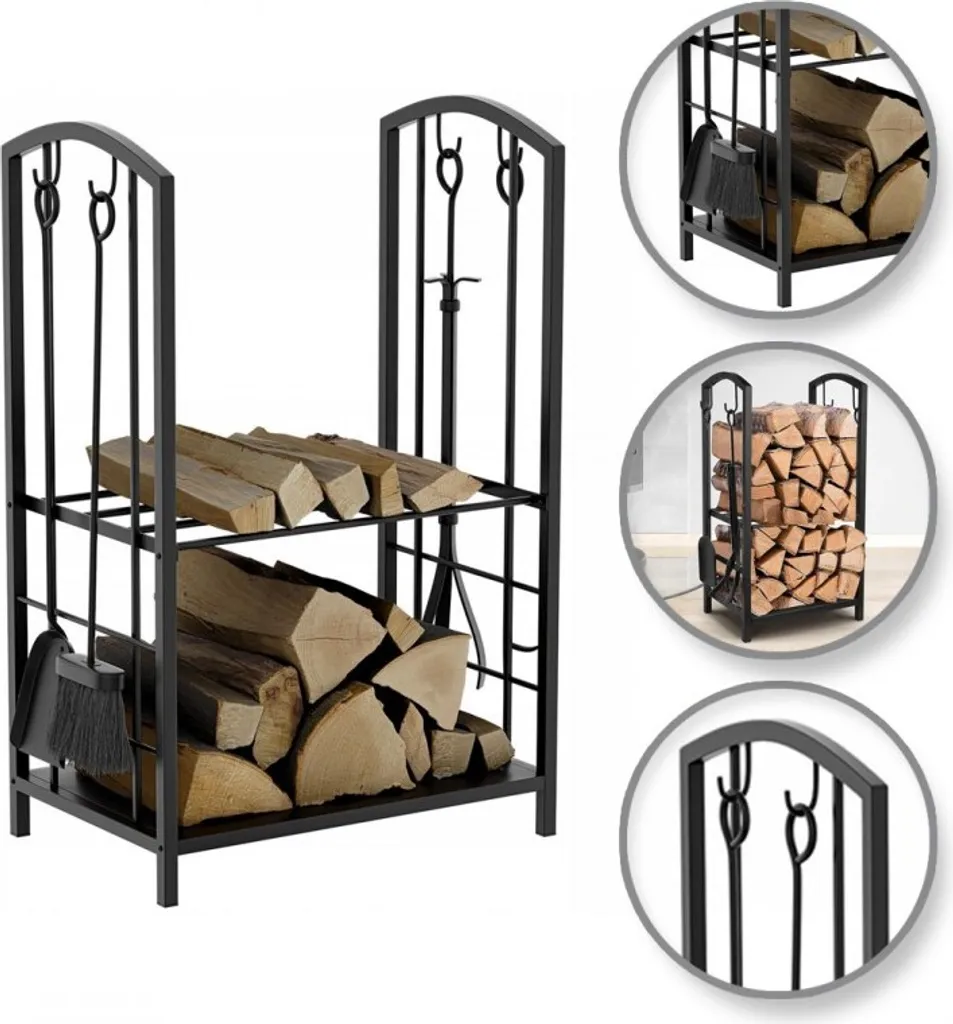 Flamenco Mystique snd05 Range-bûches en métal pour cheminée 73x40x30cm