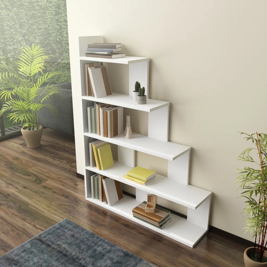 Étagère Decorotika Echo Blanc 90 cm - Bibliothèque à Niveaux Moderne