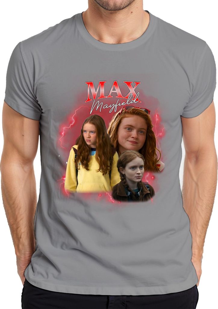 Max Mayfield Stranger Maxine Fan Geschenk Vintage Retro 90s Bootleg Herren T-Shirt, Grau, L