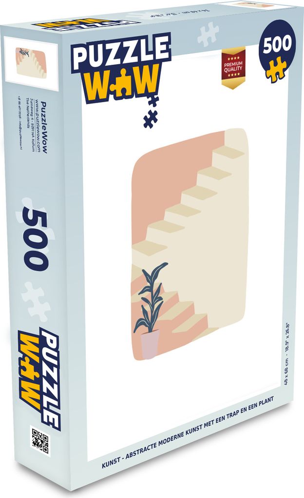 MuchoWow Puzzle 500 Teile Kunst - abstrakte moderne Kunst mit einer Treppe und einer Pflanze - Denken - Spiel - Toy