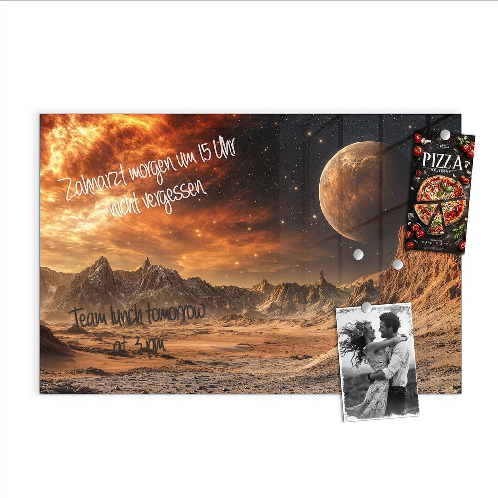 Magnettafel 90x60cm Pinnwand Whiteboard beschreibbar - Fremder Planet