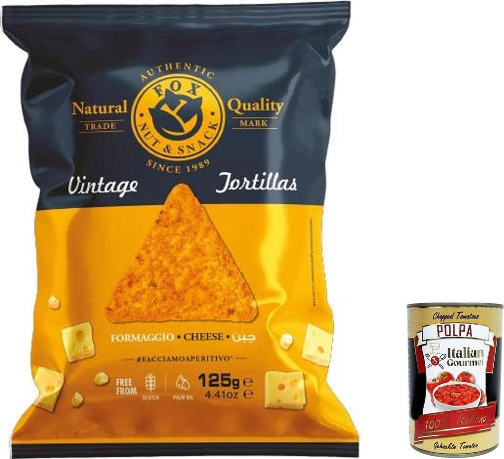 20x FOX Natural Quality Vintage Potatoes Tortilla Chips Käse, Nacho cheese Corn, Premium italienische handgefertigte Kartoffel crisps chips 125g +...