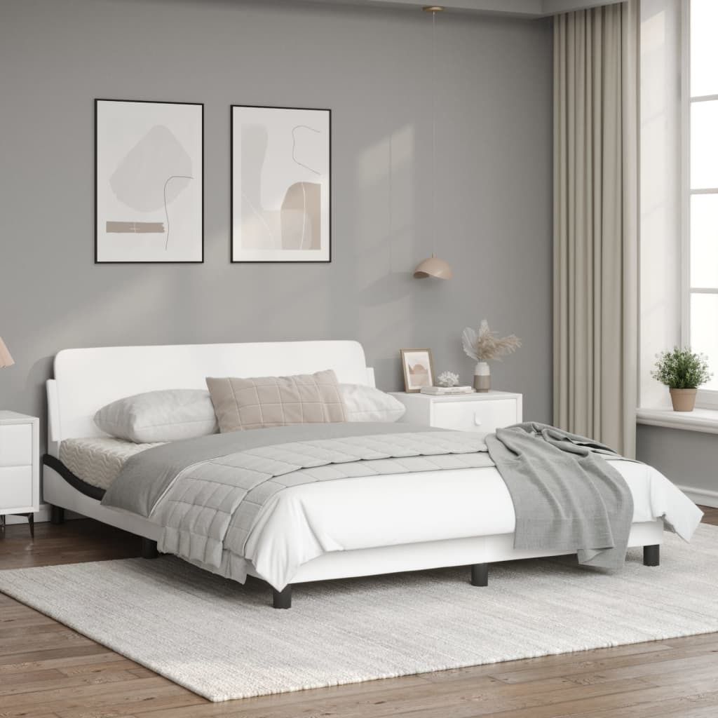 (Robust Möbel) Bettgestell "Dover" Weiß und Schwarz 160x200cm Kunstleder - CL531592 - Klassische BettenJugendbett Tagesbett