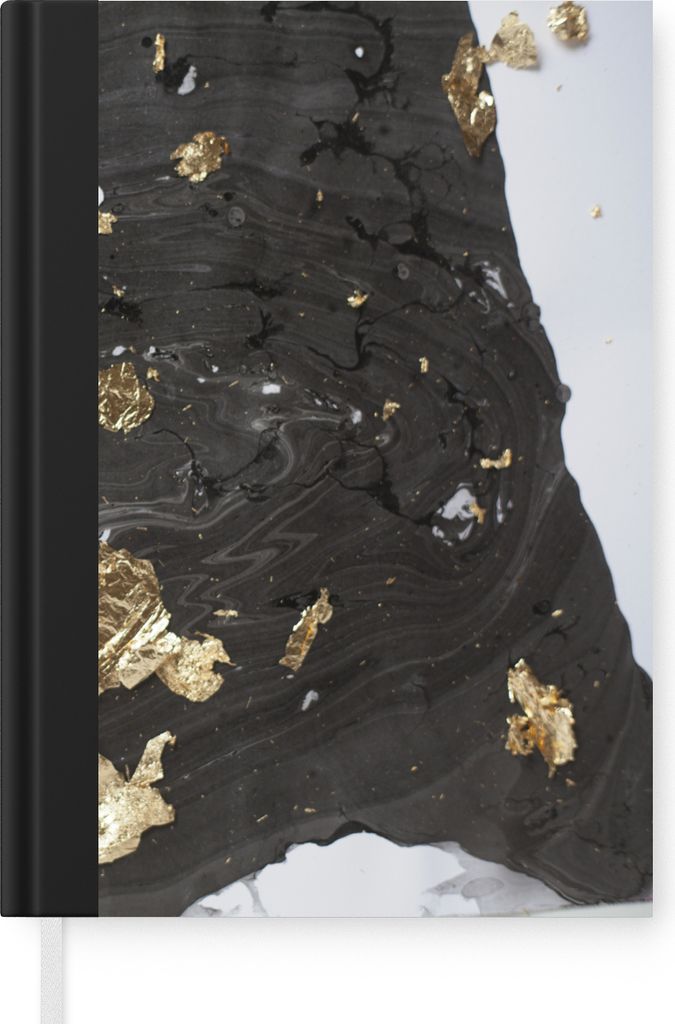 MuchoWow Notizbuch Tagebuch Haushaltsbuch Notebook A5 Marmor - Schwarz - Gold - Weiß - Notizblock - Notizheft - Notebook - Schreibblock - Papier