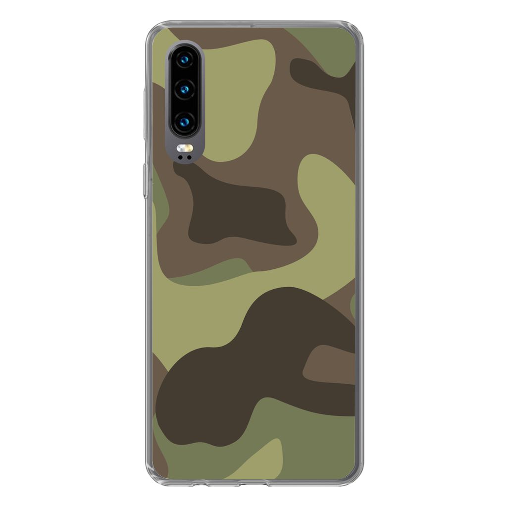 MuchoWow Handyhülle Schutzhülle Hülle für Huawei P30 Illustration eines Tarnmusters Silikon Softcase Handy Hülle - Kartenbesitzer