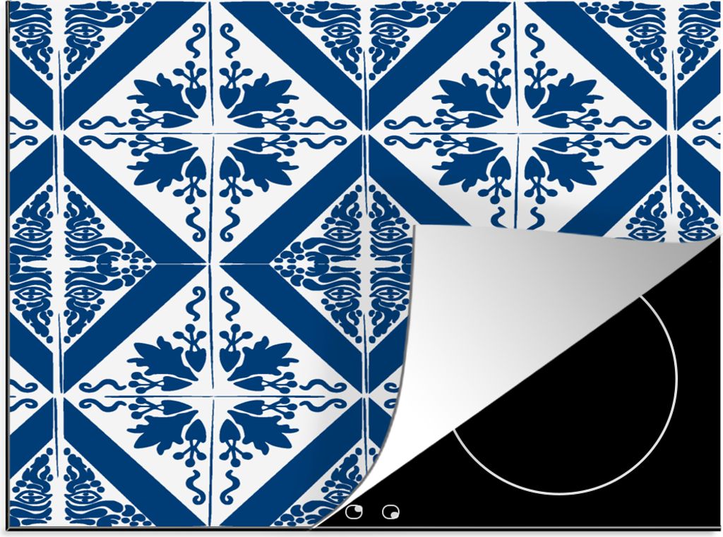 KitchenYeah Herdabdeckplatte Fliese - Portugal - Muster , 57x51cm, Küche Deko, Glaskeramikfeld Herdabdeckung, Abdeckplatte fùr Kochfeld