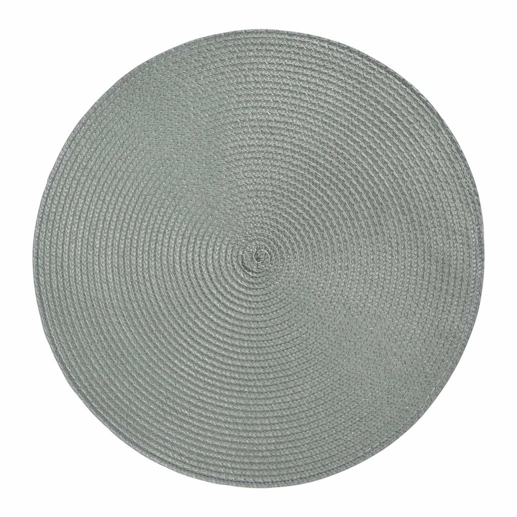 Platzset Rund Ø 38 cm Abwaschbar Tischset Platzmatte in Bast-Optik Platzdeckchen Tisch Untersetzer Salbei