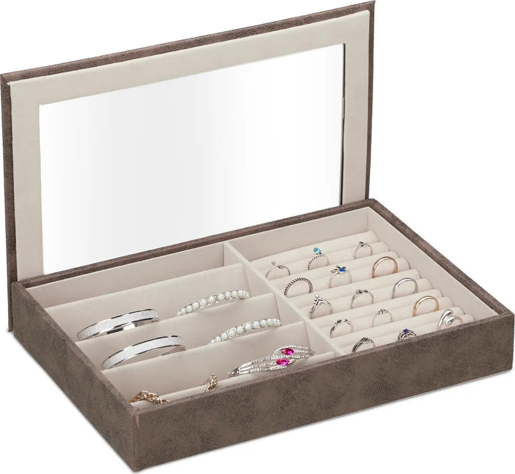 Relaxdays Portagioielli Moderno con Finestra | Organizer Tech Look