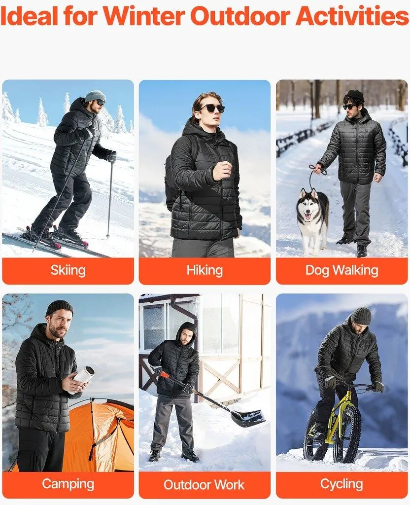 Giacca riscaldata da donna con batteria da 7,4 V, cappotto elettrico Soft Shell, capospalla leggero antivento con 4 zone di riscaldamento e 3 impostazioni di calore, per escursionismo, lavoro all'aperto, nero - 6