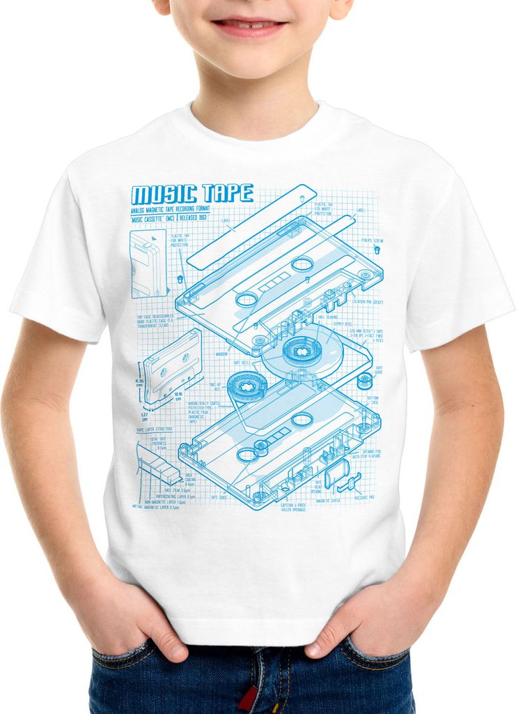 style3 Tape Blaupause Kinder T-Shirt dj musikkassette Produktbild 
