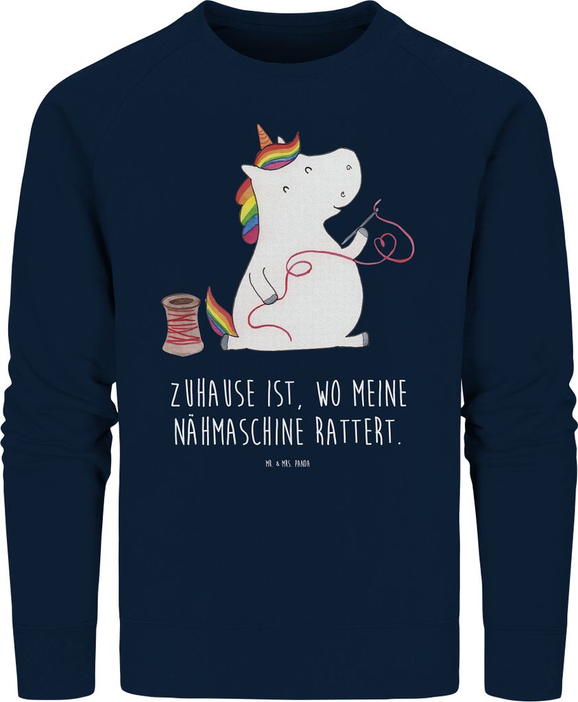 Mr. & Mrs. Panda Baumwoll Pullover Einhorn Näherin Größe S - French Navy - Geschenk, Nähen, Stricken, Pulli, Unicorn, Freundin, Basteln, Sweate...