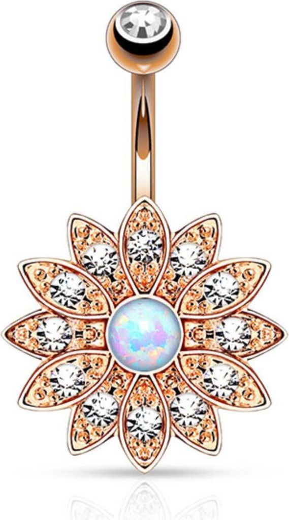 Bauchnabelpiercing roségold Opal Blume 316L Piercing Banane