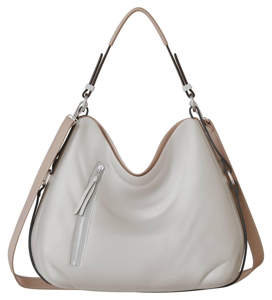 Damen Shopper Hand Umhänge Schulter Tasche 30619 Beige/Taupe