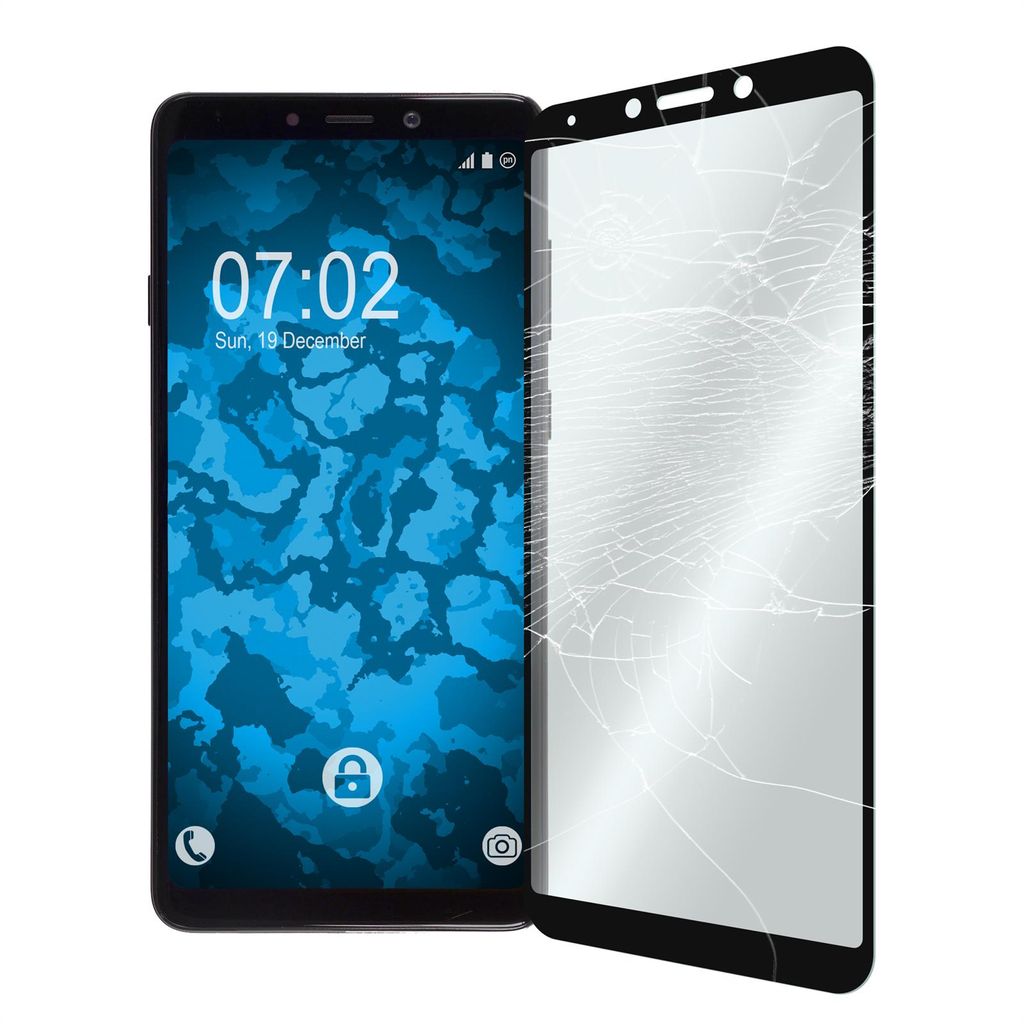 1er-Pack PhoneNatic Glas-Folie klar full-screen schwarz kompatibel mit Samsung Galaxy A6s - Panzerglas für Galaxy A6s