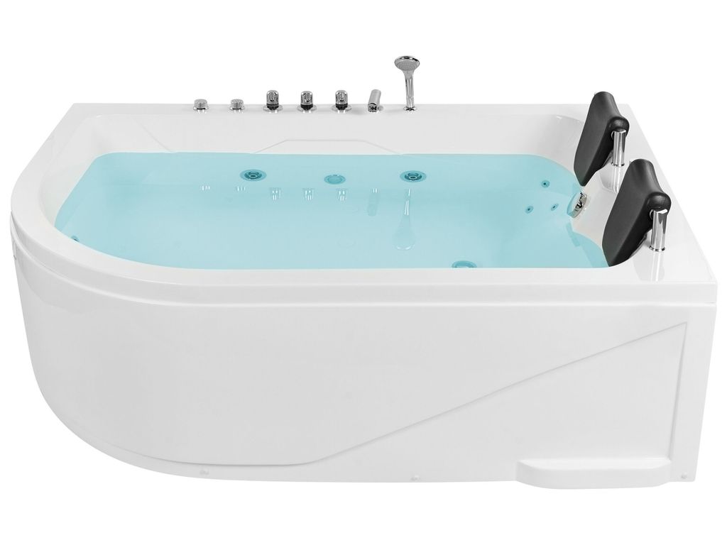 BELIANI Whirpool-Badewanne Weiß Links 180 x 120 cm mit LED-Beleuchtung SPA Modern