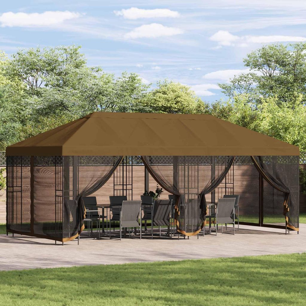 Möbel Pavillon mit Seitenwänden 6 x 3 m Taupe Polyester und Stahl 190Pavillons & Partyzelte - Pavillons & Partyzelte c176