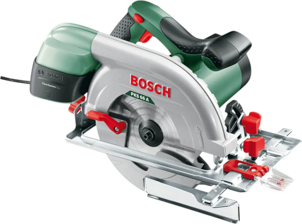 Sega circolare manuale Bosch PKS 66 A 1600 Watt 190 mm ( 0603502002 ) + lama + guida parallela + CleanSystem Box