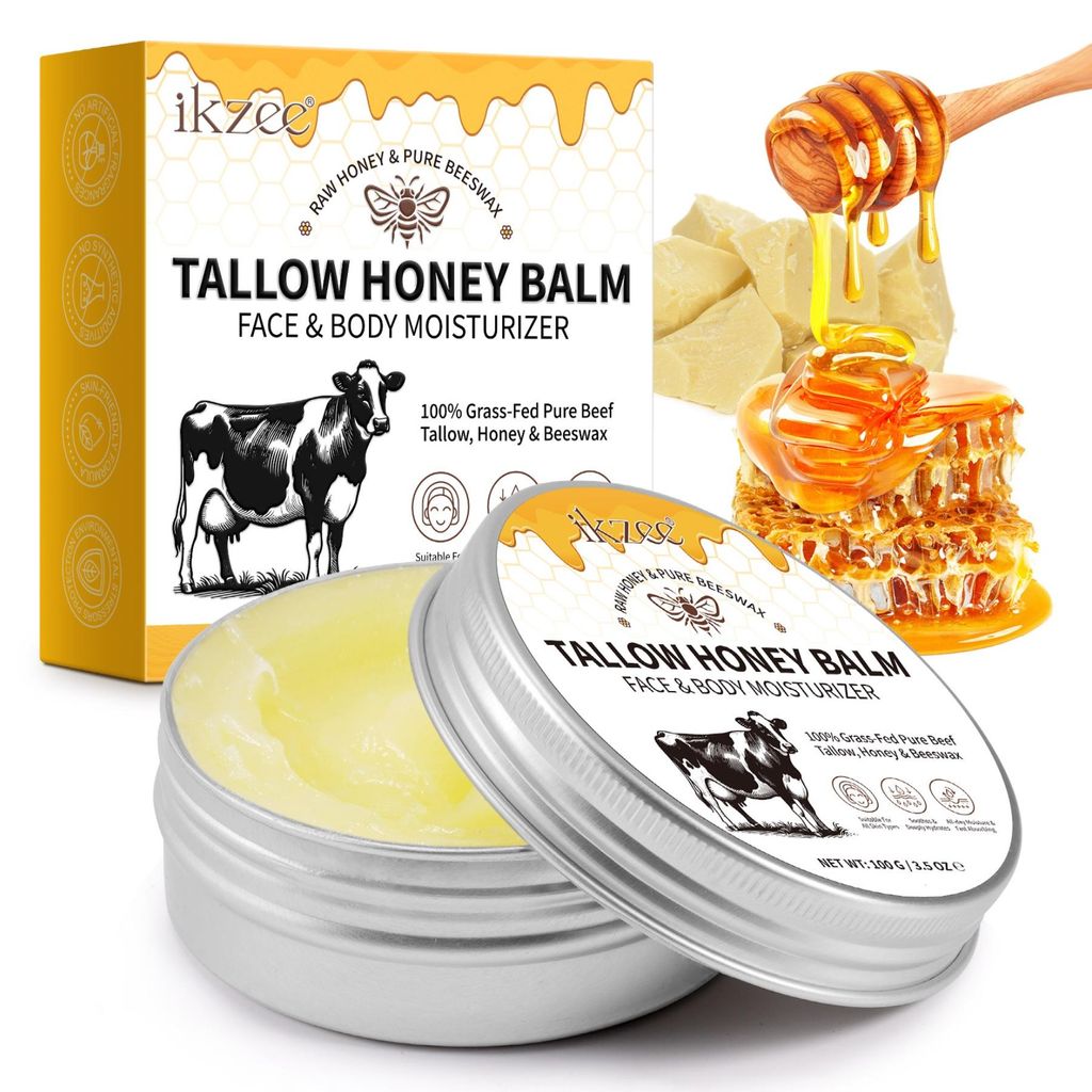 Rindertalg Honig Beef Tallow Gesicht Creme Hautpflege Balsam Hautpflegecreme, 1x 100g