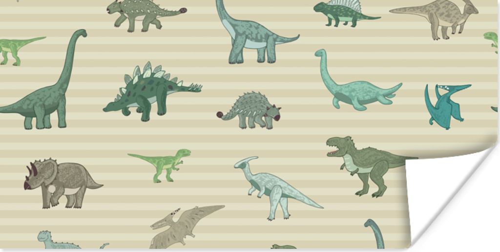 MuchoWow Poster Dinosaurier - Braun - Grün - Jungen - Mädchen - Kinder 160x80 cm - Foto Poster