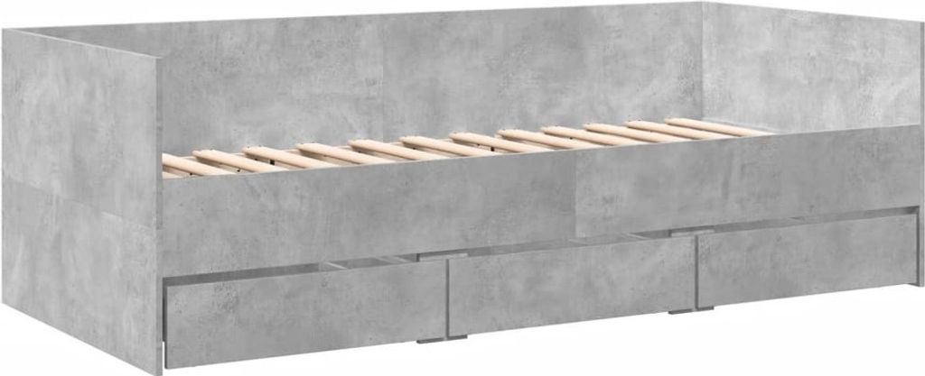 Tagesbett mit Schubladen ohne Matratze Betongrau 90x190 cm