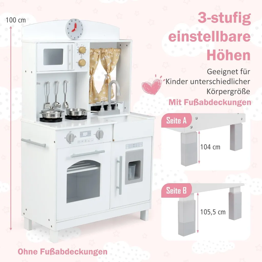 Cuisine en bois évolutive pour enfant avec set complet d'accessoires