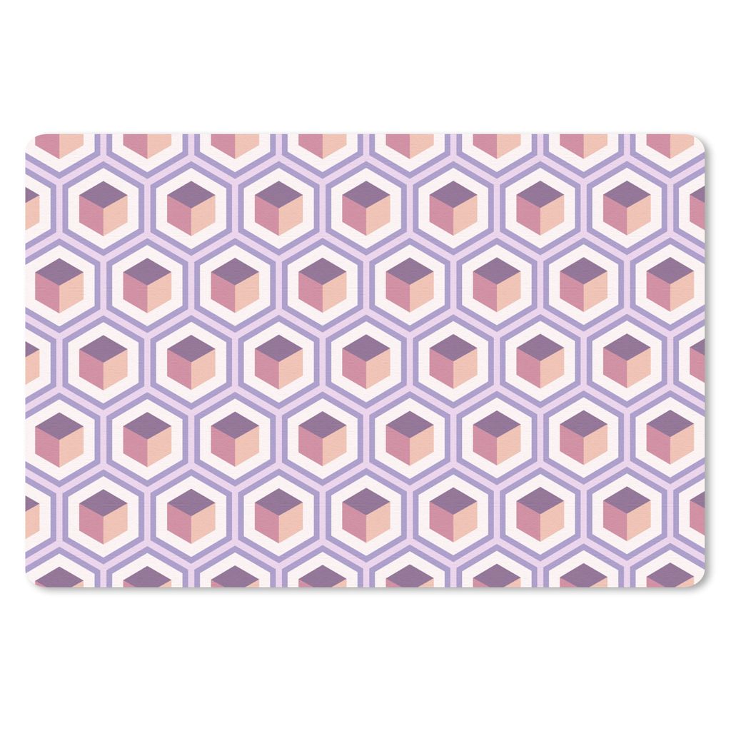 MuchoWow Schreibtischunterlage Würfel - Muster 60x40 cm - XXL Mauspad - Großes Mauspad
