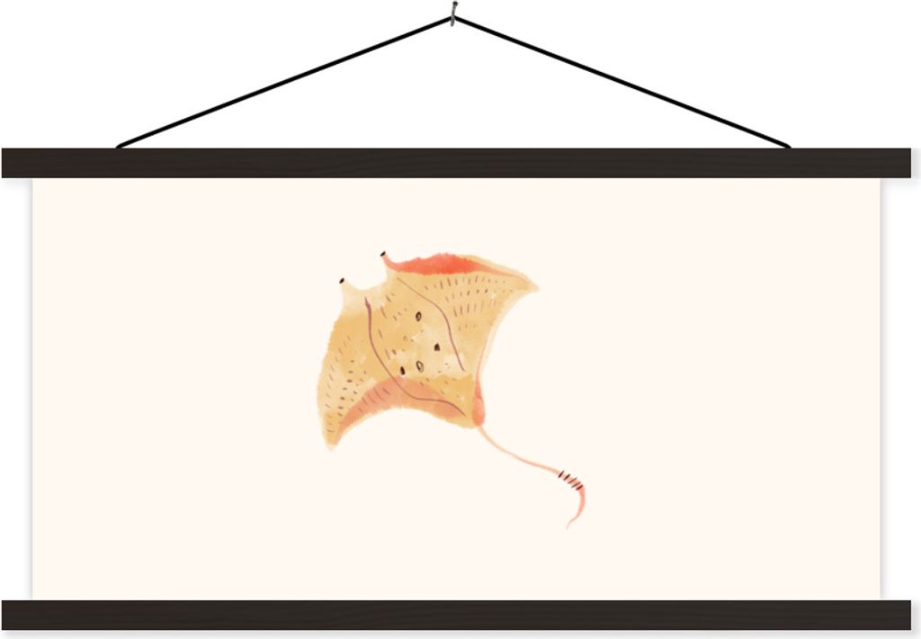 MuchoWow Textilposter Manta - Pastell - Gelb 150x75 cm mit schwarzem Rahmen - Posterleiste