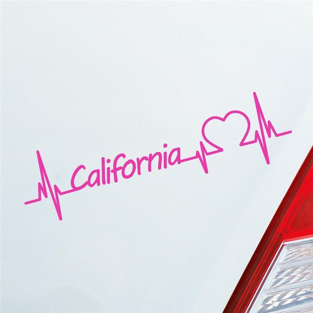 Auto Aufkleber California Herz Herzschlag 19x5 cm Pink Sticker Heckscheibenaufkleber