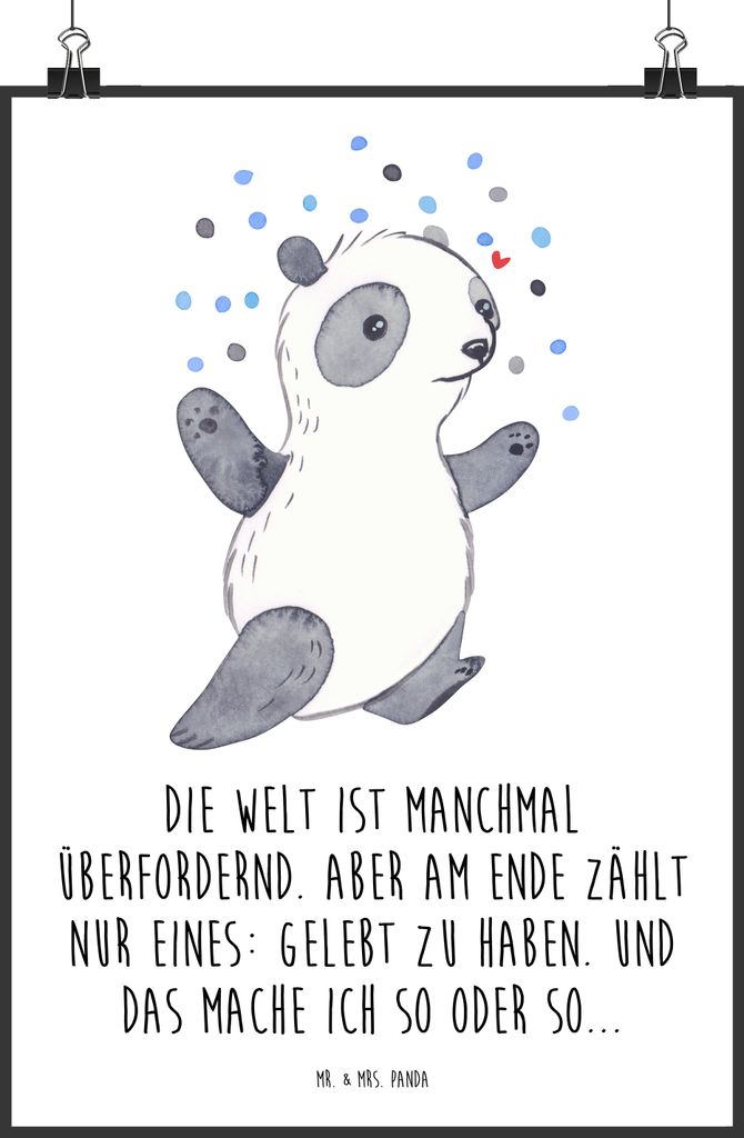 Mr. & Mrs. Panda Bild Panda Bipolar DIN A3 - Weiß - Geschenk, Plakat, Wandbild, Wanddekoration, Bipolare Störung, drucke, wanddeko