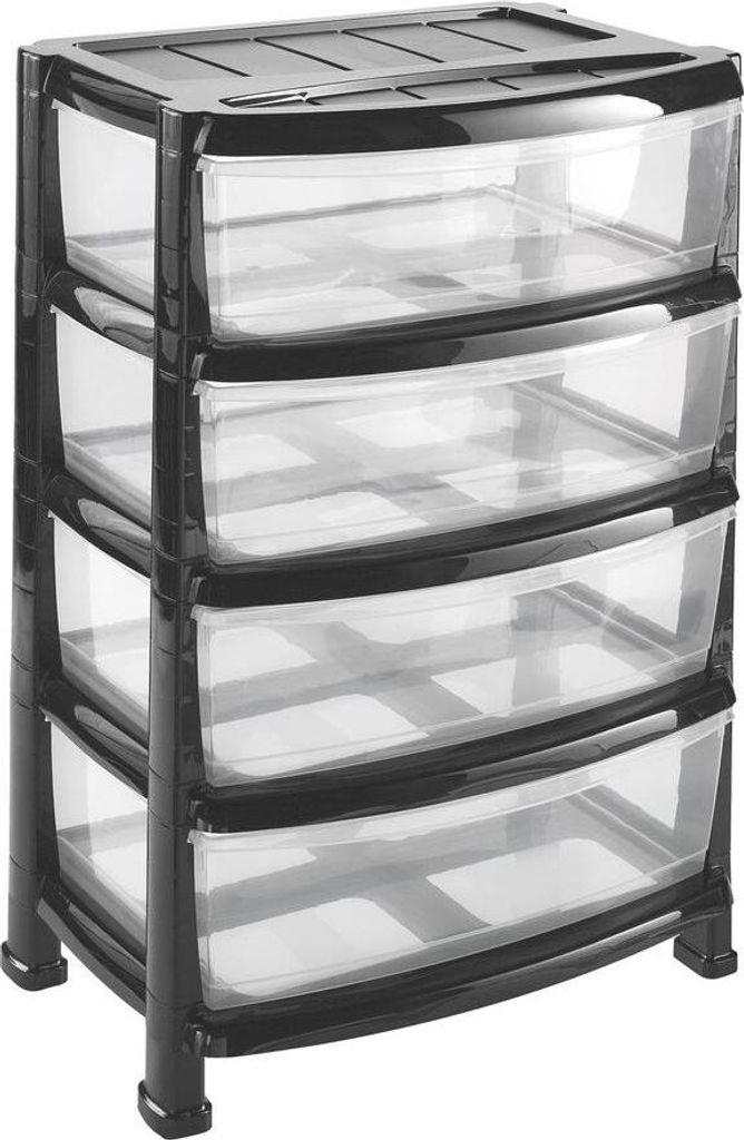 HEIDRUN Regal mit Schubladen 55 × 40 × 78 cm schwarz, Kunststoff