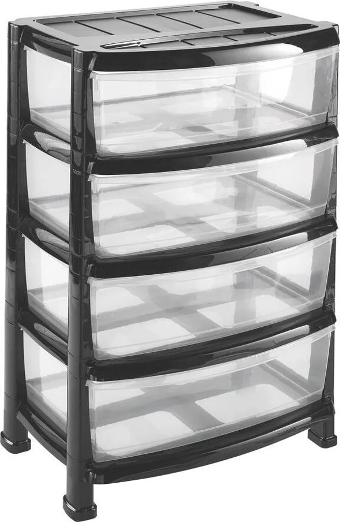Heidrun Étagère à Tiroirs 55x40x78 cm Noire en Plastique de Qualité