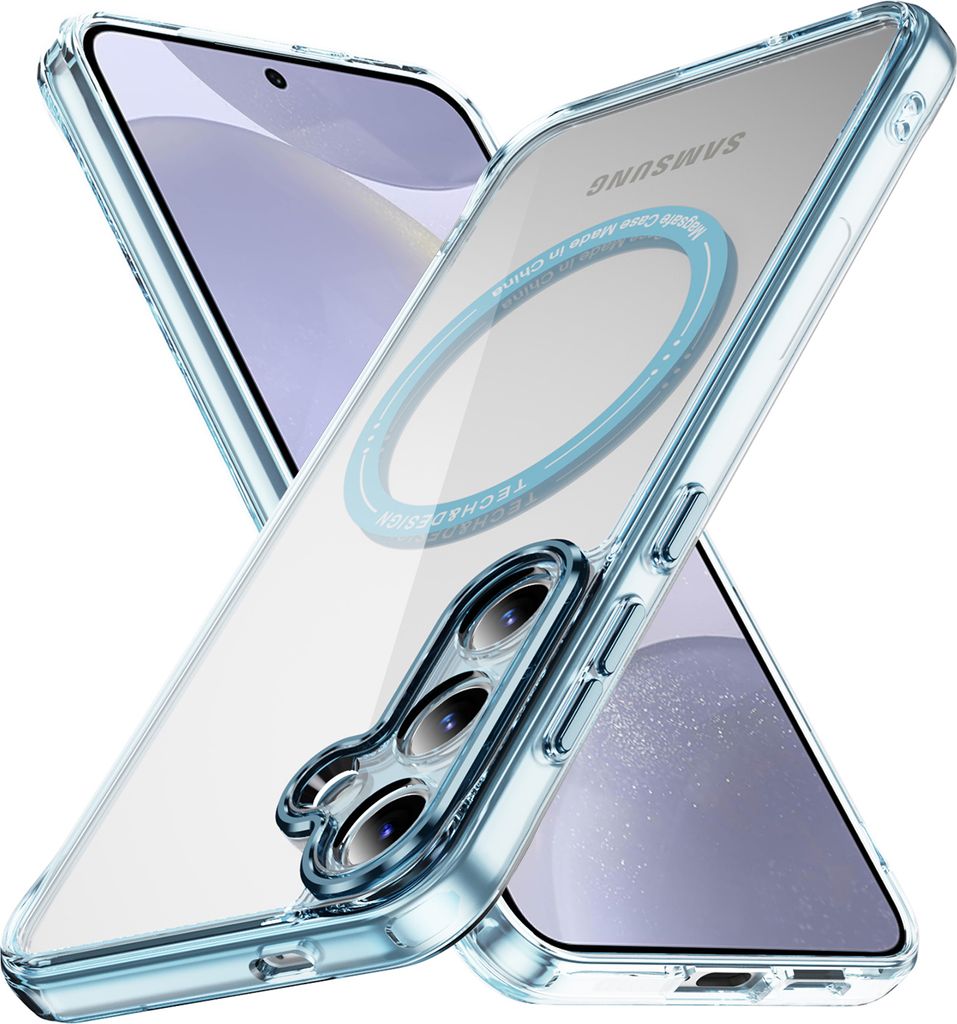 Magnetisch Klare Hülle für Samsung Galaxy S25+, Kompatibel mit MagSafe, Hybrid Stoßfeste Handyhülle Blau