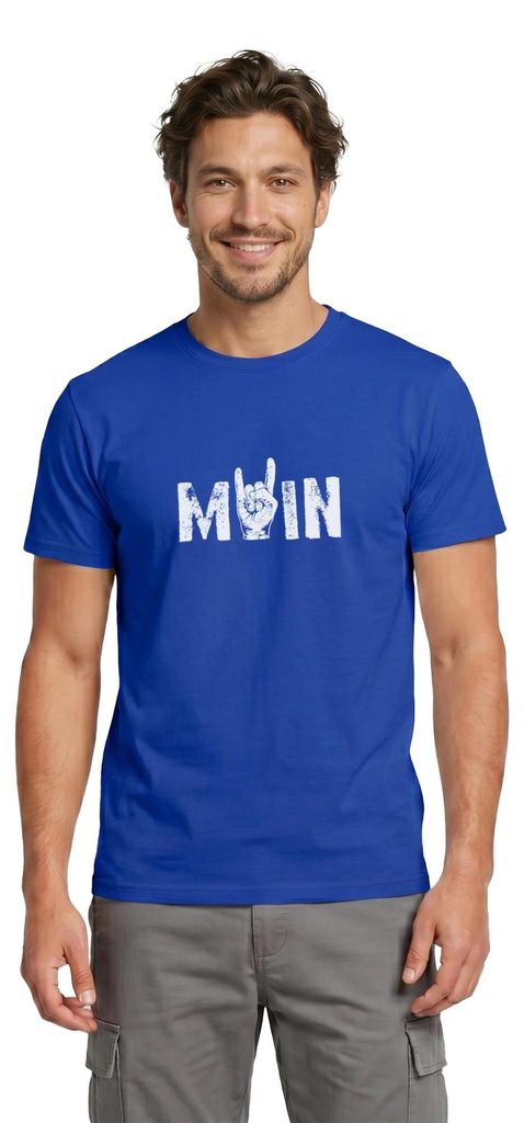 Spreadshirt Moin Rock n Roll Gruß Aus Dem Norden Musik Rocker Männer T-Shirt, XL, Dunkelblau