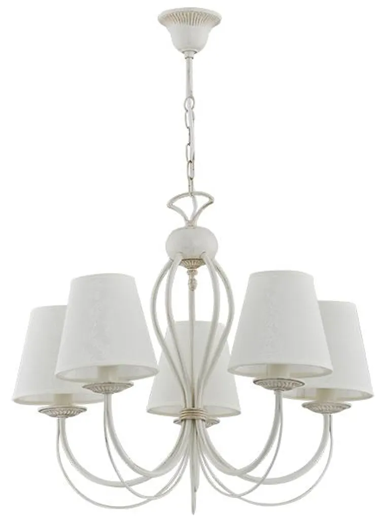 Suspension IRMA métal 5 branches blanc antique design classique E14