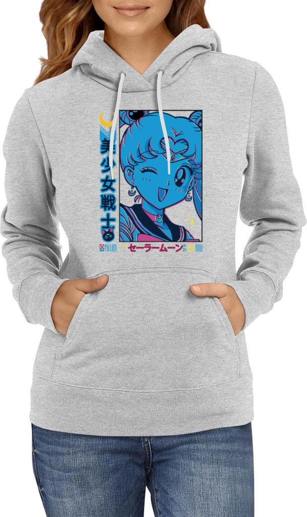 Damen Kapuzenpullover Japan Manga Anime Comics Animation Sailor Anime Manga Moon 11, Lady XS / Grau