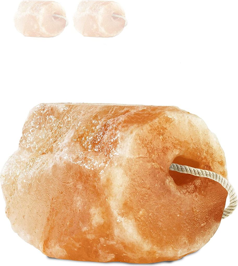 Hochwertiger Salzleckstein “Bergkristall” 2 x Leckstein mit Kordel, insgesamt ca. 6 kg, für Pferde, Schafe, Rinder, Wild, Viehsalz - Mineralle...