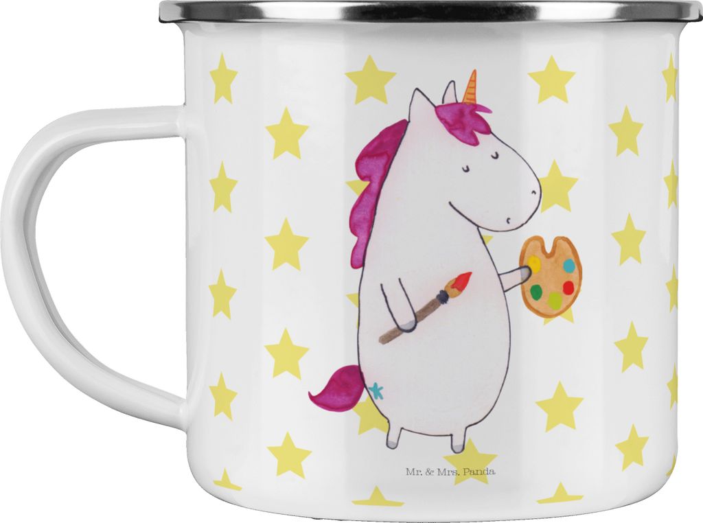 Mr. & Mrs. Panda Camping Emaille Tasse Einhorn Künstler - Produktbild 