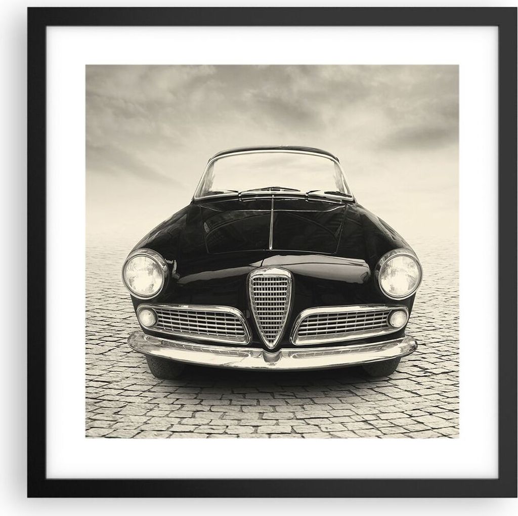 Gerahmtes Poster - Schwarzer Rahmen - Alpha Romeo Giuletta - 40x40 cm - Wand Bild - Wanddeko - Wandbilder - Kunstposter - Wandposter - Bilderrahmen...