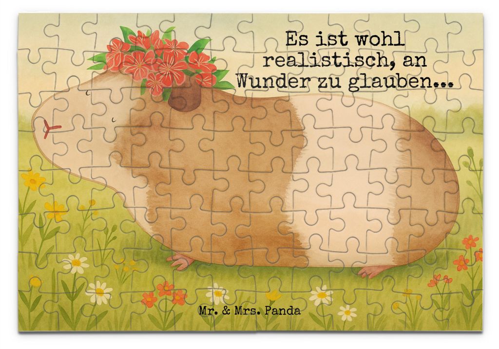 Mr. & Mrs. Panda Puzzle Meerschweinchen Weisheit Design 96 Teile - Weiß - Geschenk, 1500, 300, Wunder, Legespiel, Spruch, 1000, 500, Lustige Sprü...