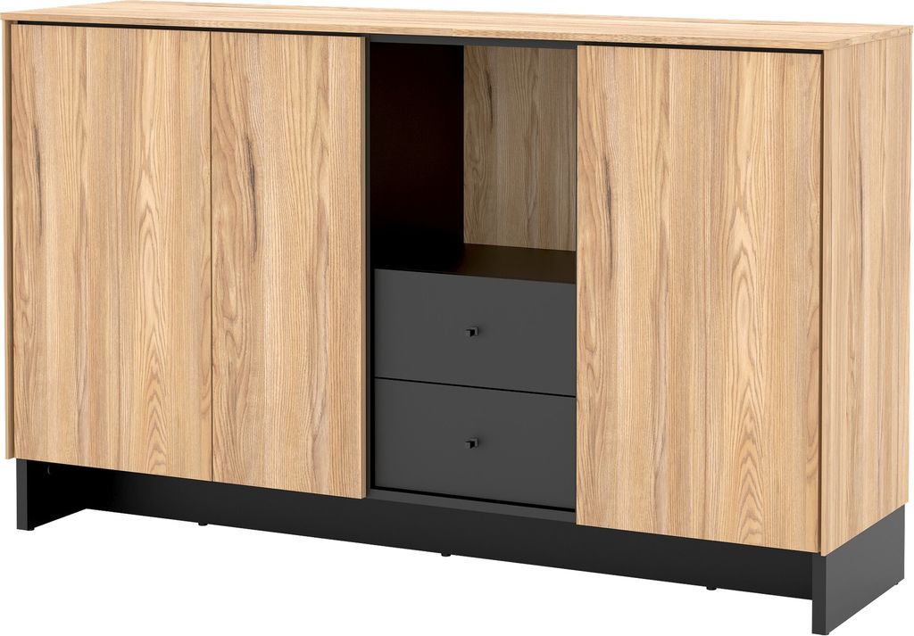 Sideboard NOMAD ND-07 Kommode 150x91x40 cm 3 Türen 2 Schubladen Bergesche/Schwarz