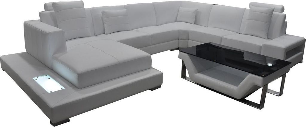 Eck Leder Sofa Couch Polster Ecke Sitz Garnitur U Form Wohnlandschaft Design XXL