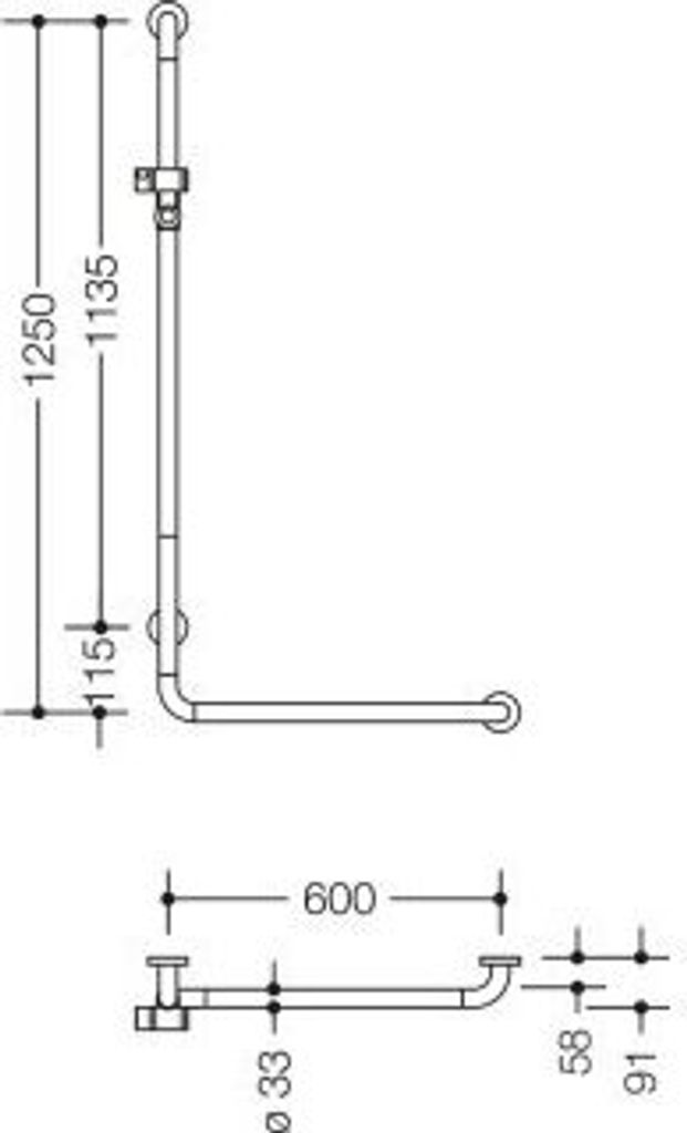 HEWI 801.33B226 92 Winkelgriff m.Br.H., Ser 801, matt, Produktbild 